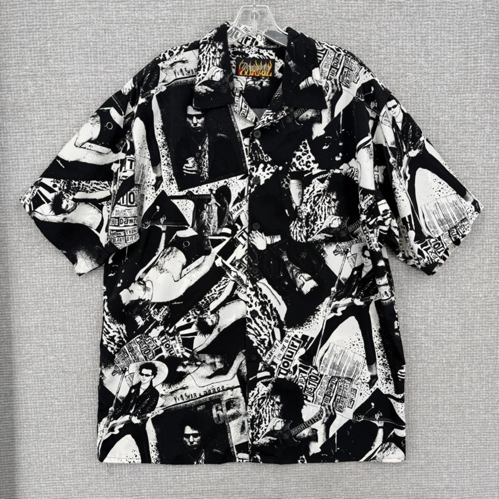 Vintage Dragonfly Sex Pistols Button Up Shirt Mens XL Punk Rock Anarchy Goth